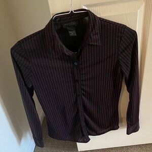 Express Black and Red Button-Up Blouse
